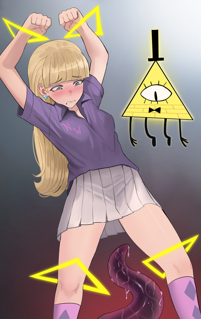 aged_up bill_cipher blonde_hair bondage bound clothed female femsub fully_clothed gravity_falls humiliation imminent_penetration imminent_rape jourd4n magic pacifica_northwest rape restrained school_uniform schoolgirl tentacle