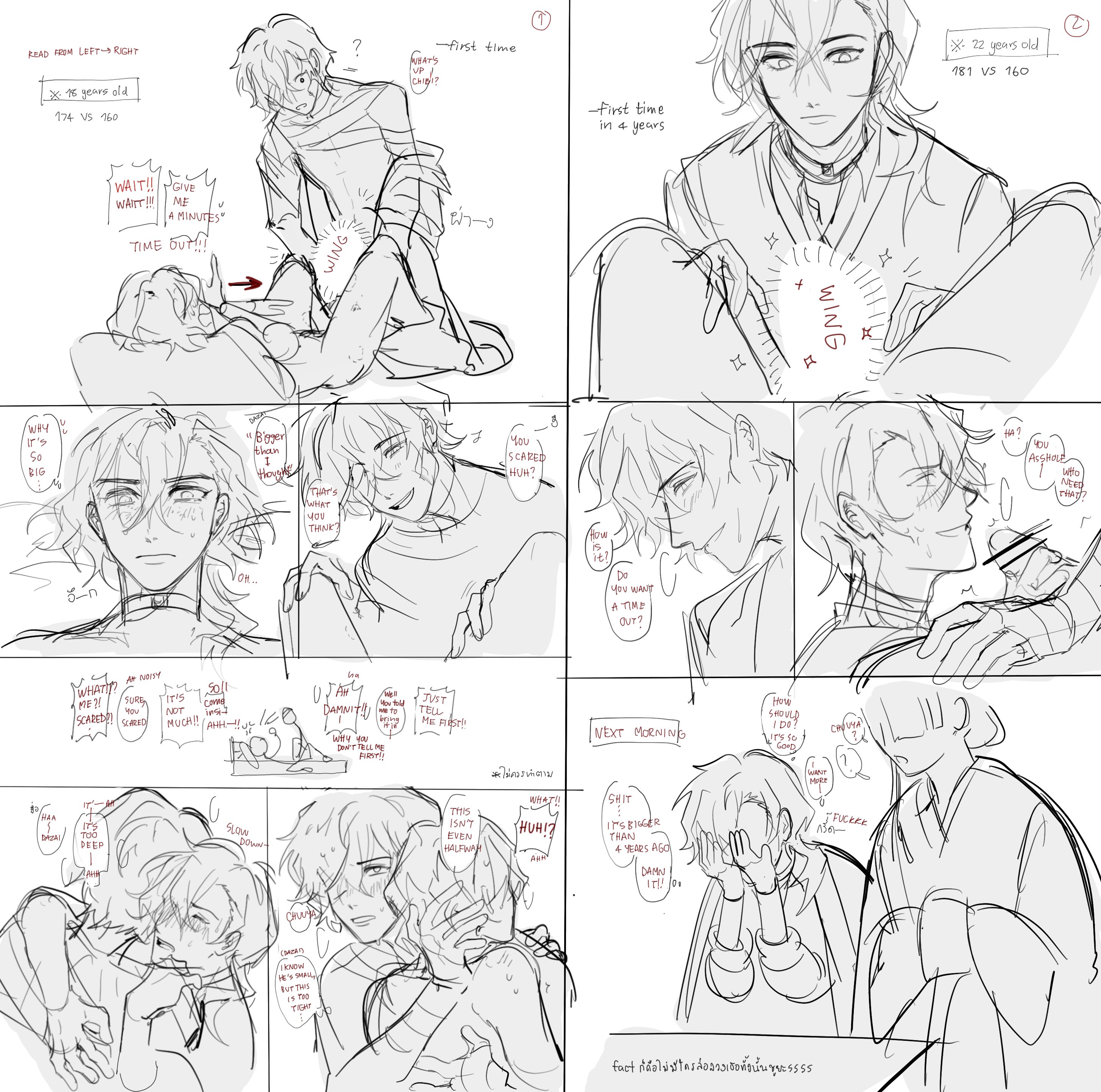 anal, anal sex, blowjob, bungo stray dogs, chuuya nakahara, dazai osamu, male, male only, male/male, oral, size difference