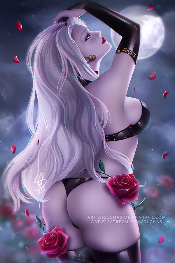 ass, breasts, chaos comics, cleavage, female, female only, lady death, long hair, olchas, panties, pinup, signature, solo, text, thighhighs