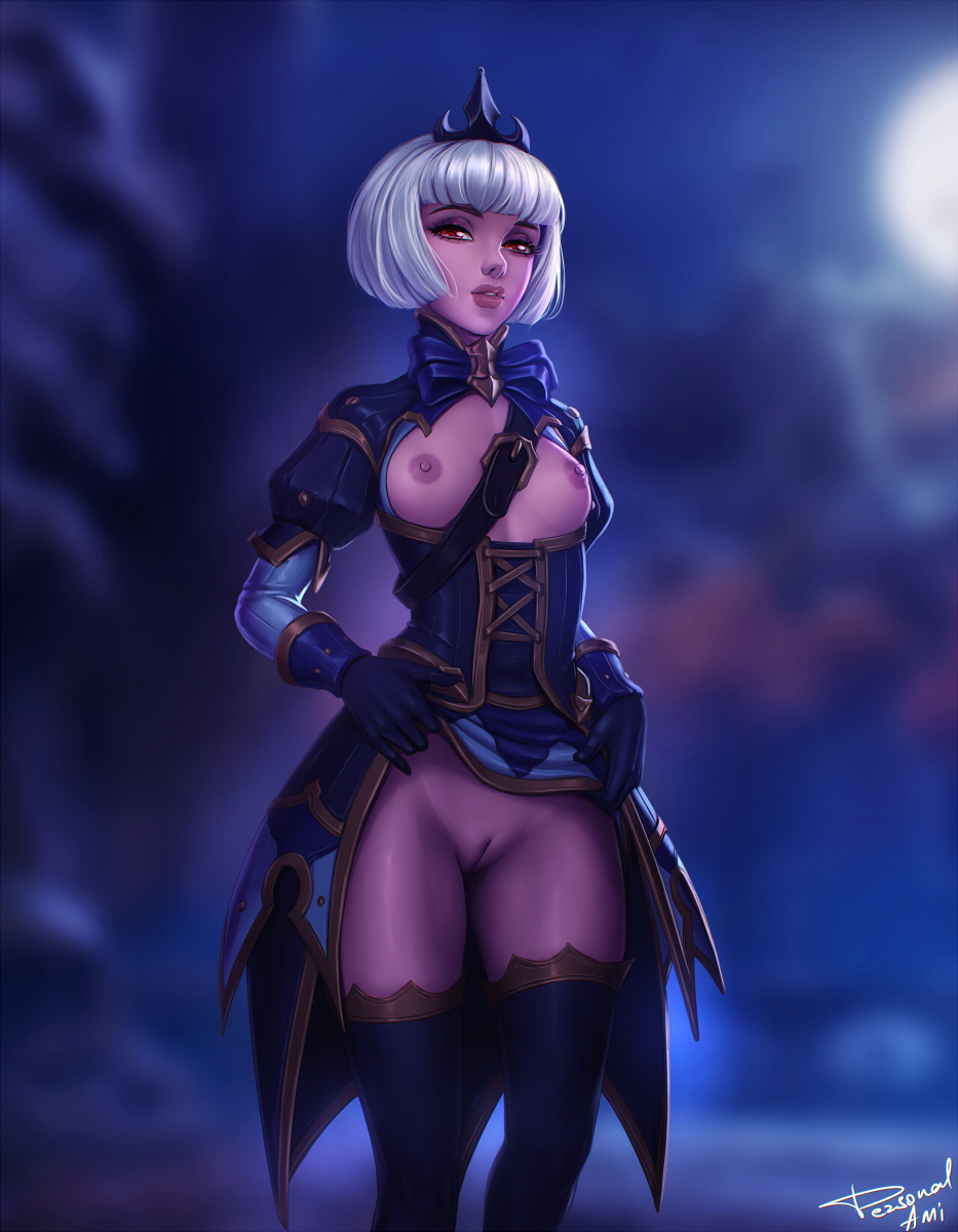 1girls, areolae, blizzard entertainment, bottomless skirt, breasts, breasts out, dress lift, exposed breasts, female, female only, heroes of the storm, lifted by self, lifting dress, lifting skirt, looking at viewer, nipples, no panties, no panties under dress, no panties under skirt, no underwear, orphea, personalami, presenting pussy, pussy, shaved pussy, skirt lift, small breasts, solo, thighhighs, uncensored