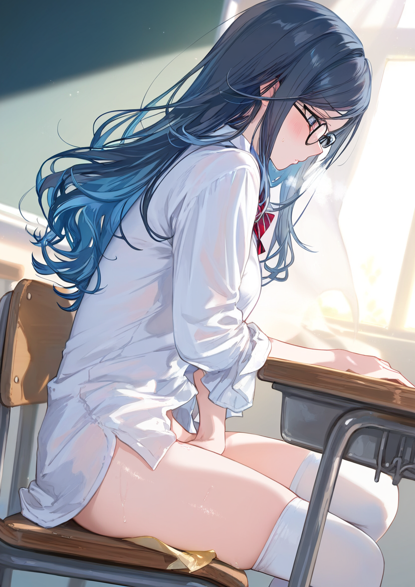 1girls ai_generated ass black_hair blue_eyes blue_hair blush bottomless breasts clothed clothing completely_naked completely_naked_female completely_nude completely_nude_female dark_blue_hair dark_hair female female_focus female_only fingering fingering_pussy fingering_self glasses high_resolution highres hoshino_ichika_(project_sekai) looking_at_viewer masturbating masturbation medium_breasts naked partially_clothed partially_clothed_female partially_nude partially_undressed pov project_sekai pussy school school_uniform schoolgirl solo solo_female solo_focus thighs uniform