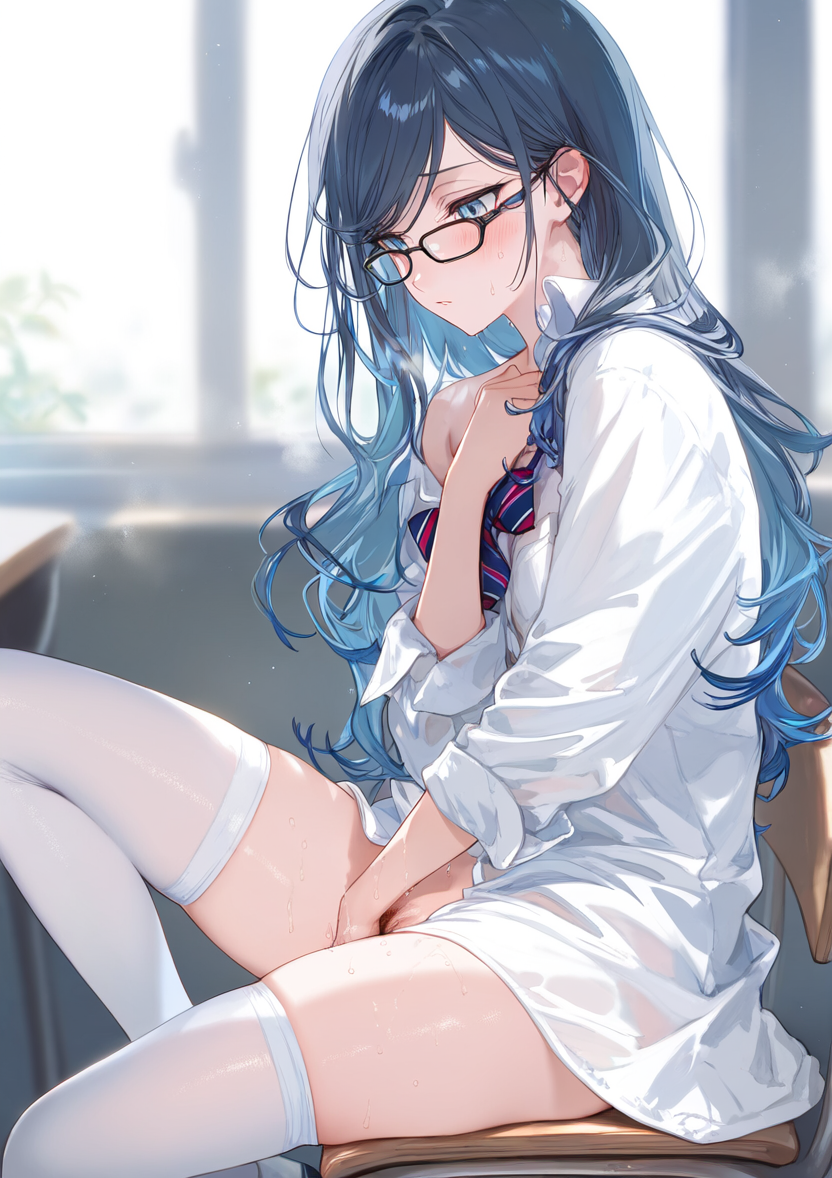 1girls ai_generated ass black_hair blue_eyes blue_hair blush blush bottomless breasts breasts breasts clothed clothing completely_naked completely_naked_female completely_nude completely_nude_female dark_blue_hair dark_hair female female_focus female_only fingering fingering_pussy fingering_self glasses high_resolution highres hoshino_ichika_(project_sekai) looking_at_viewer masturbating masturbation medium_breasts naked partially_clothed partially_clothed_female partially_nude partially_undressed pov project_sekai pussy school schoolgirl solo solo_female solo_focus thighs uniform