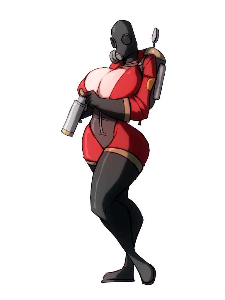 2013 big_breasts bigdad breasts cleavage female female_only fempyro flare_gun gas_mask pyro pyro_(team_fortress_2) team_fortress_2 thighs transparent_background valve valve_(company)