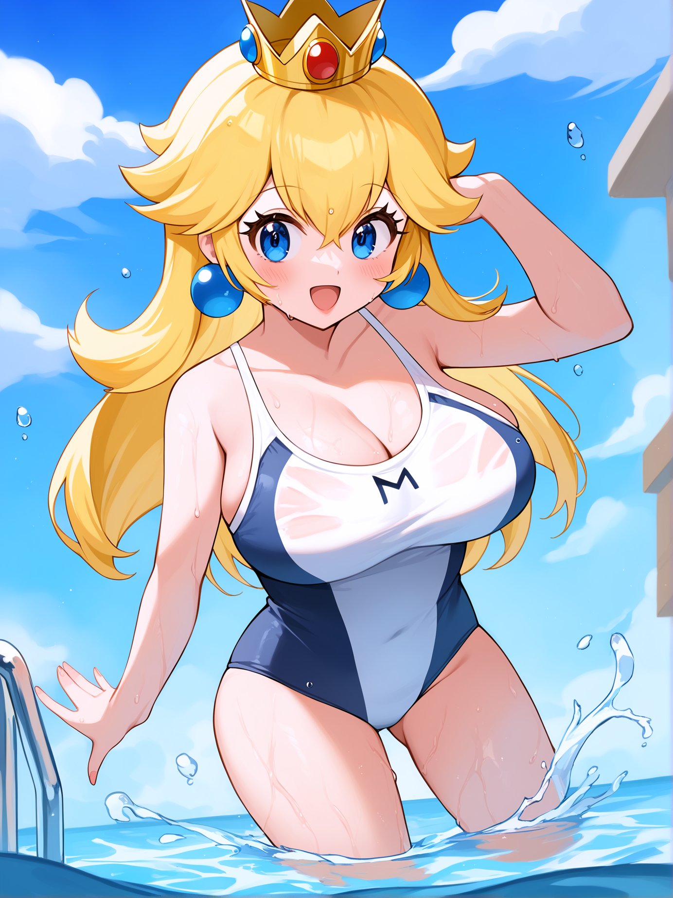 ai_generated blonde_hair breasts female female_only mario_(series) nintendo open_mouth princess_peach pyororingen solo