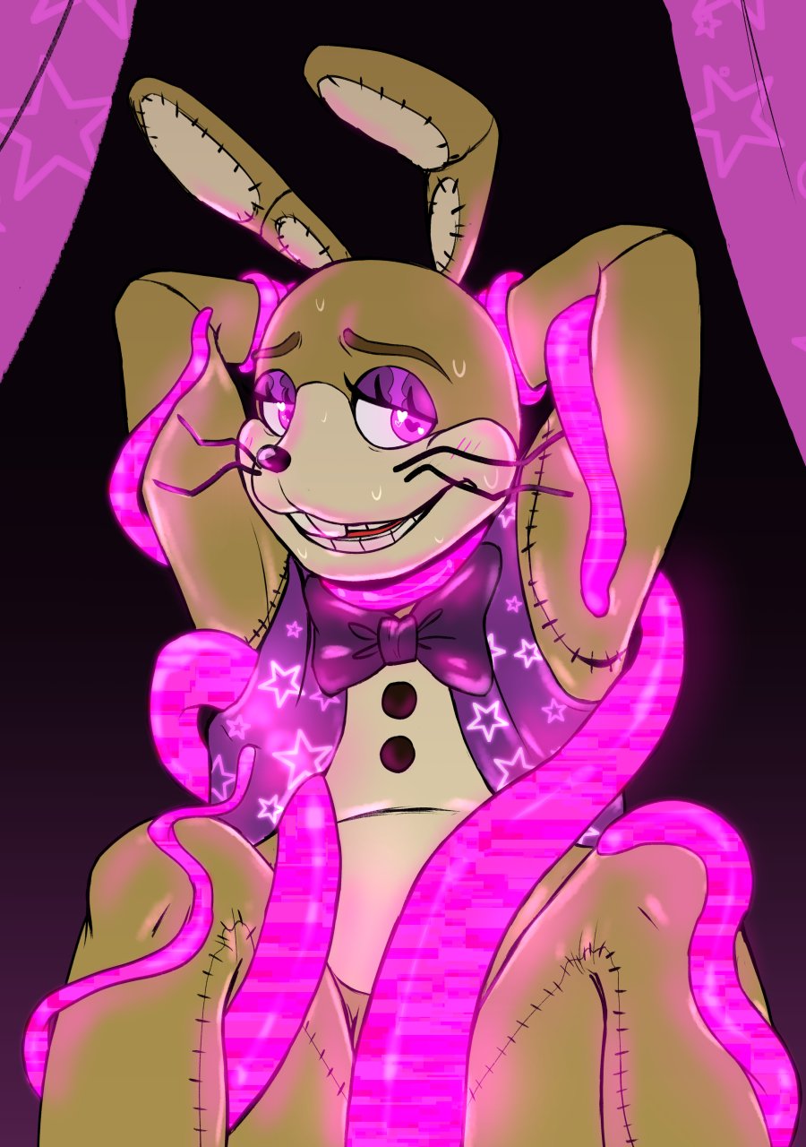 2022 anthro anthro_only buckteeth bunny bunny_ears color colored five_nights_at_freddy's five_nights_at_freddy's:_help_wanted five_nights_at_freddy's:_security_breach fnaf furry furry_only glitchtrap lagomorph lagomorph_humanoid leporid leporid_humanoid light_brown_body purple_eyes purple_tentacles rabbit rabbit_ears scottgames smile smiling spaceandroids sweat sweating tentacle tentacle whiskers