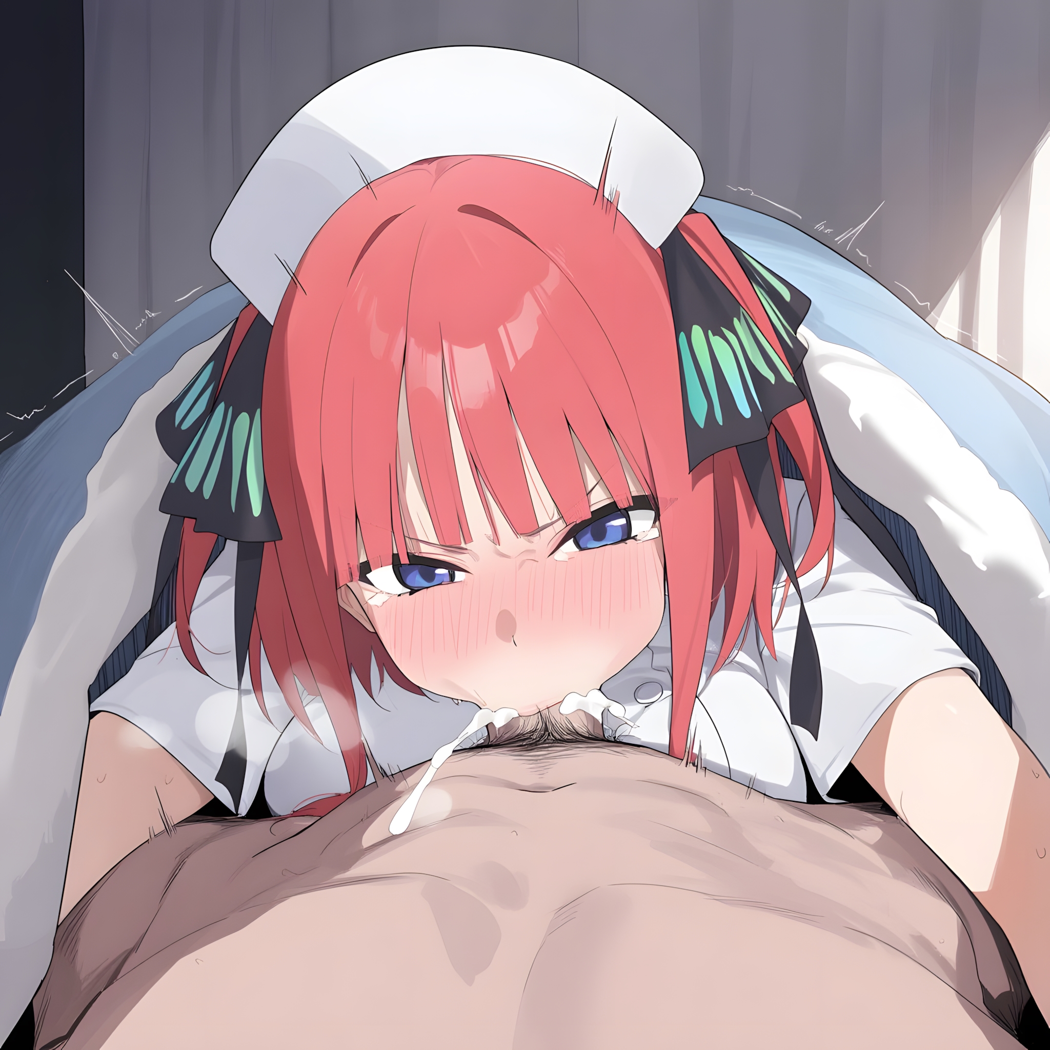 ai assisted, ai generated, beautiful girl, big ass, big breasts, bluebird, curvy, female, go-toubun no hanayome, nakano nino, nurse, sexy, the quintessential quintuplets