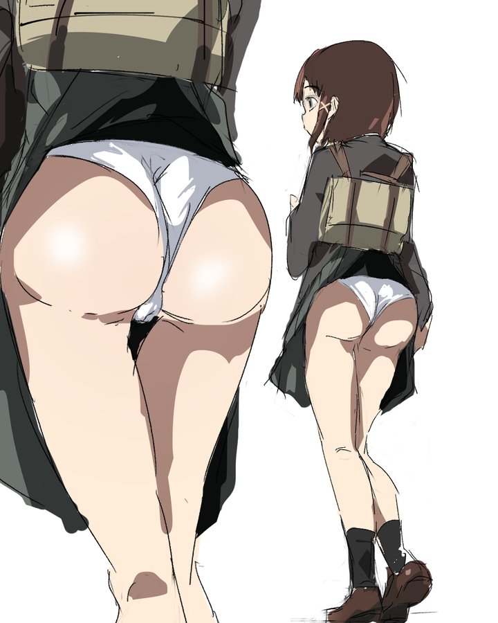 ass, ass focus, backpack, big ass, echidango, fat ass, lain iwakura, panties, school uniform, schoolgirl, serial experiments lain, white background