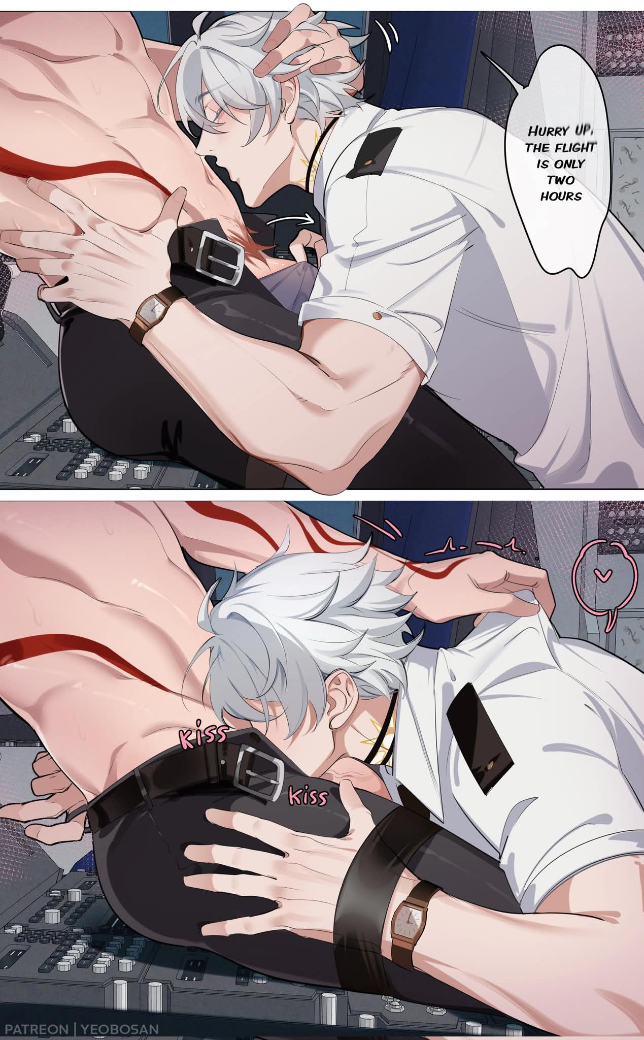 2boy, gay, honkai (series), honkai: star rail, imminent oral, kiss, male, male only, male/male, masculine, mydei (honkai: star rail), phainon (honkai: star rail), yaoi, yeobosannsfw