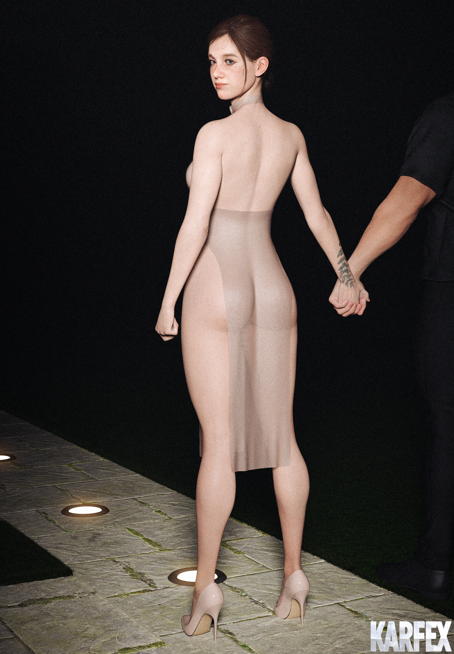 1boy, 1girls, 3d, ellie (the last of us), ellie williams, female, inminent sex, karfex, light skin, light-skinned male, male, see-through clothing, tagme, the last of us, the last of us 2