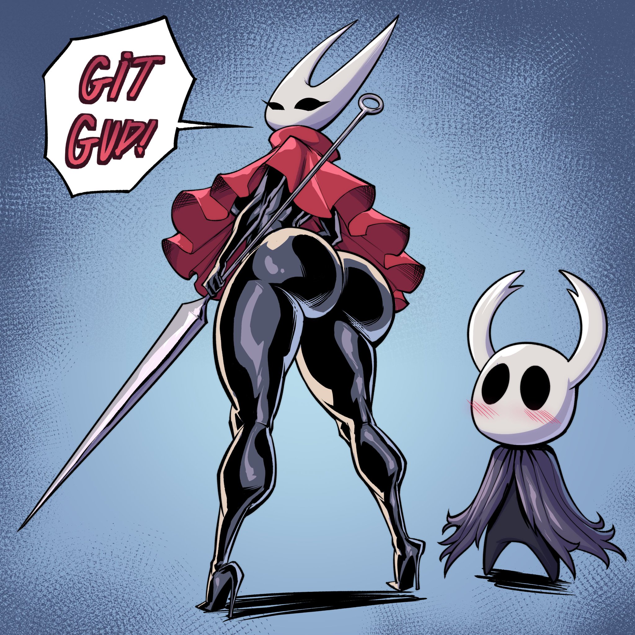 1girls, big ass, big breasts, big thighs, bigger female, black body, black skin, black-skinned female, breasts, curvaceous, curvy, curvy figure, digital media (artwork), female, fontez, genderless, height difference, hips, hollow knight, hornet (hollow knight), hourglass figure, huge ass, huge breasts, huge thighs, humanoid, incest, incest (lore), large ass, large breasts, large thighs, larger female, legs, mature, mature female, pitch-black skin, protagonist (hollow knight), siblings, size difference, slim waist, straight, tall female, taller female, the knight (hollow knight), thick, thick hips, thick legs, thick thighs, thighs, voluptuous, waist, wide hips, wide thighs