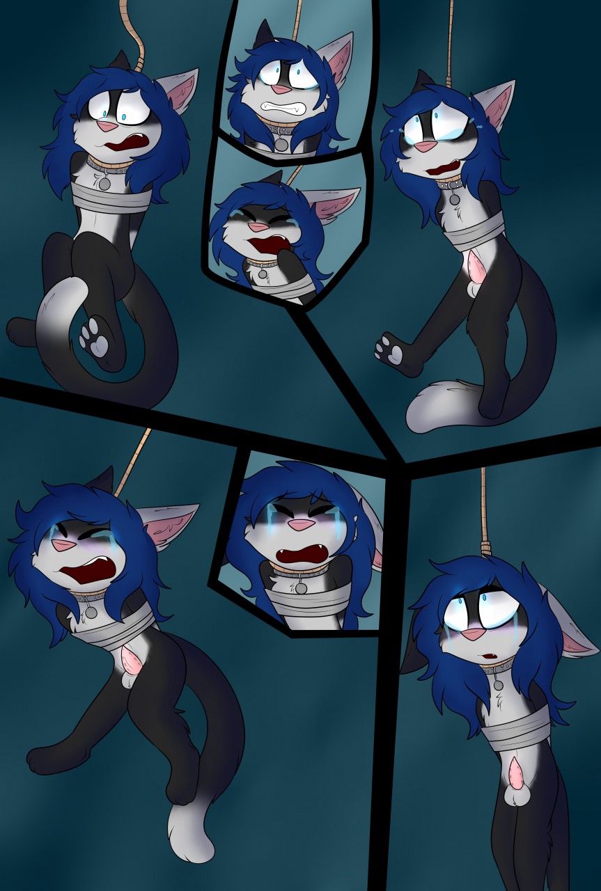 anthro anthro_only asphyxiation balls bondage breath_play collar comic crying death feline furry furry_only gay hanged liuthekitty775 maho-gato male male_death male_only mammal noose penis snuff solo_male tears testicles