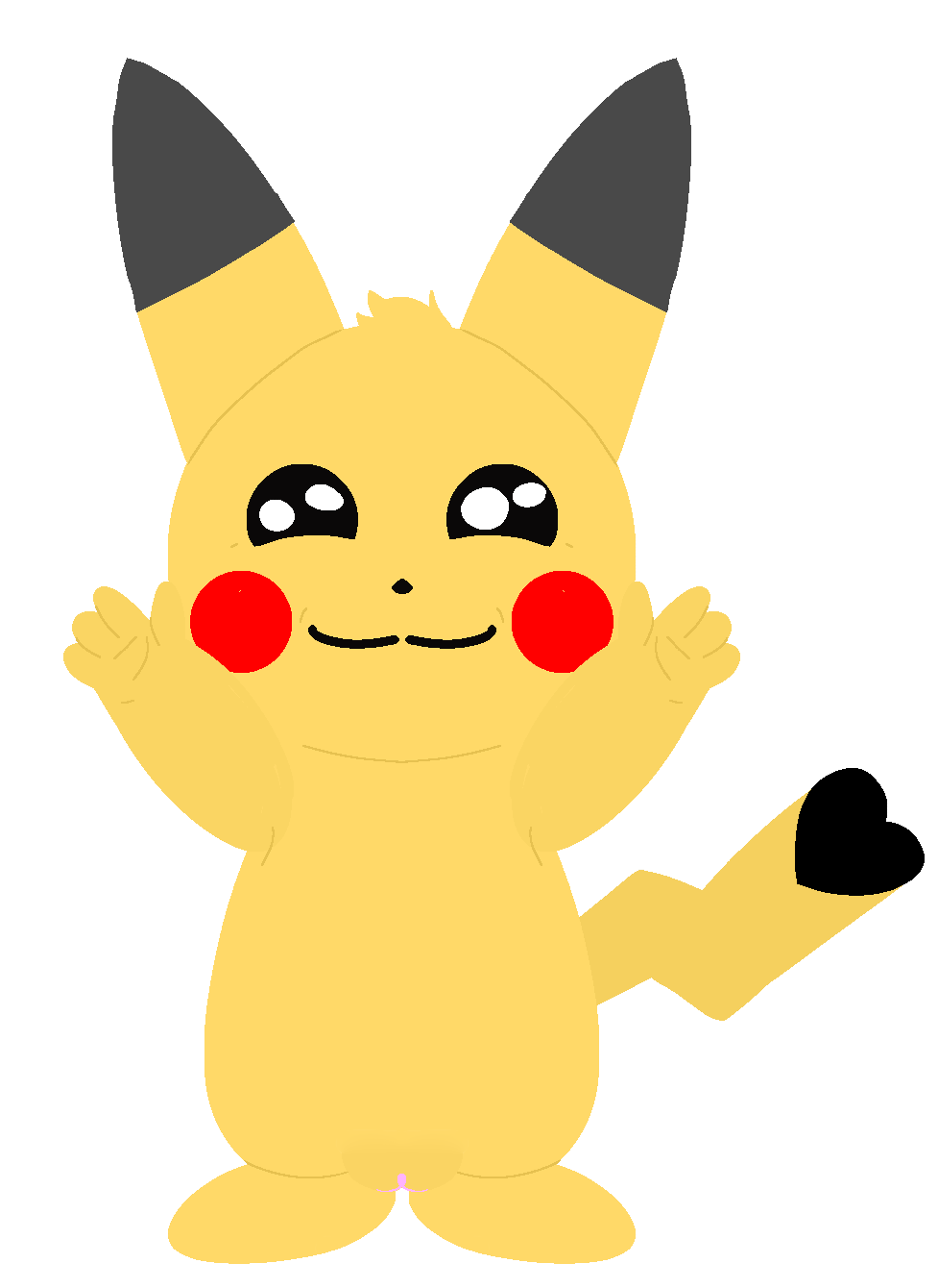 1girls 4_fingers alpha_channel armpits arms_up big_ears black_eyes black_fur cleft_tail cosplay_pikachu feet female female_only feral flat_chest fur furry long_ears looking_at_viewer ms_paint nintendo no_nipples pikachu pokémon_(species) pokemon pokemon_rgby pussy raised_arm rodent smile solo standing tail video_games wide_hips xushii yellow_fur