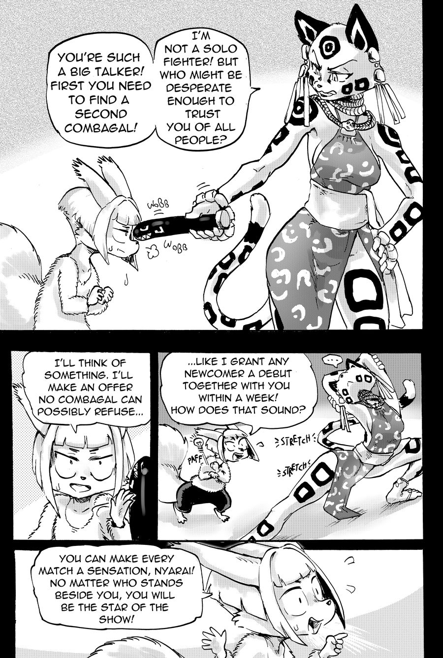 anthro breasts cheetah clothed clothing comic cookie_(furryfight_chronicles) daigaijin dialogue dildo duo english_text feline female fur furryfight_chronicles hair mammal nyarai_(furryfight_chronicles) rodent sex_toy squirrel text