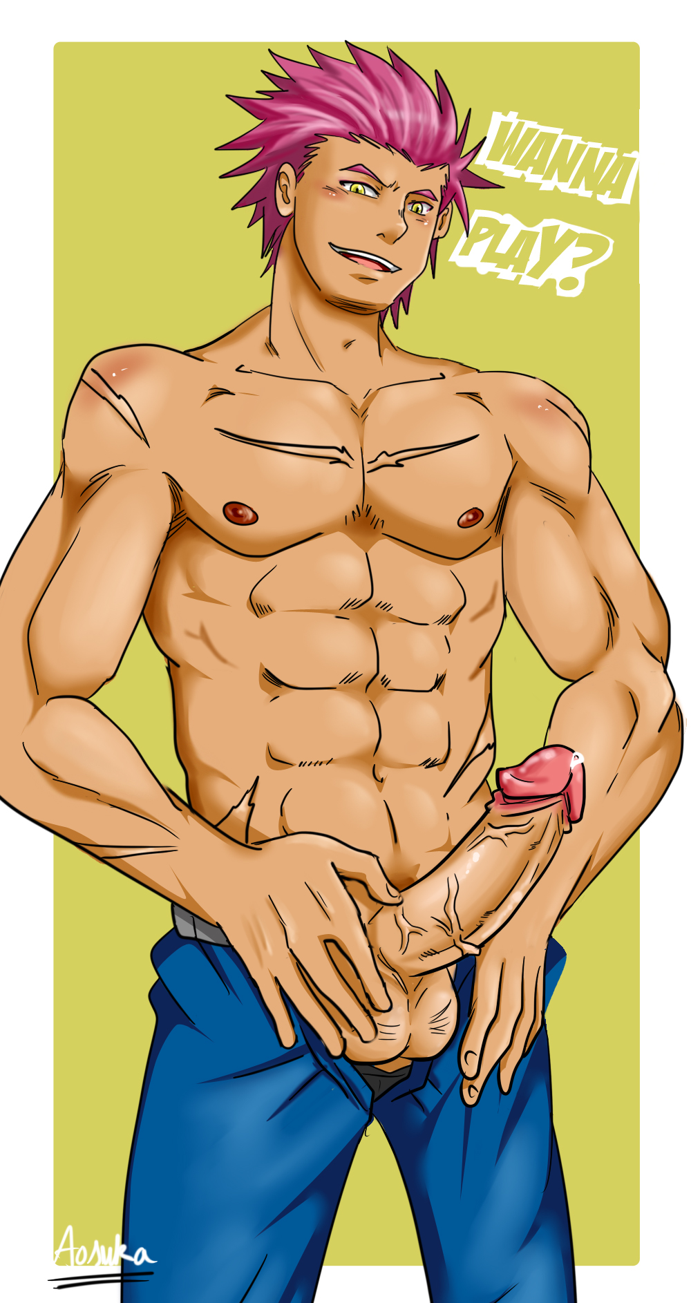 1boy aosuka human lance_(pokemon) male male_only muscle muscles pokemon solo