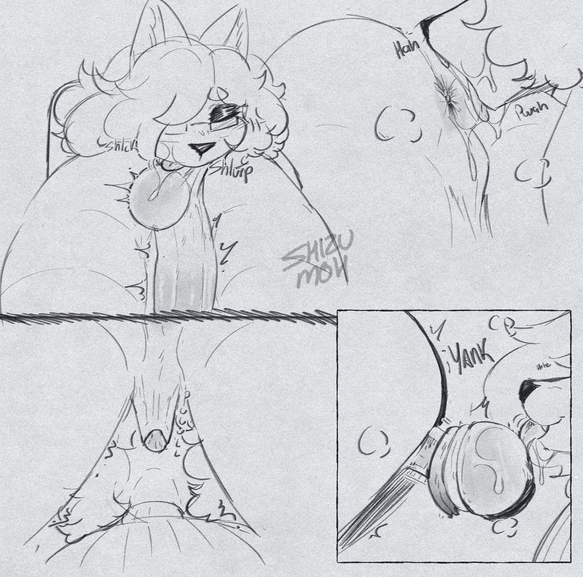 andy (shizumoh), anthro, anus, artic fox, balls, balls sucking, canid, canine, fox, male, mammal, rimming male, shizumoh, sucking, sucking balls, tagme, tongue around balls, trans man, transmasc, true fox, very long tongue