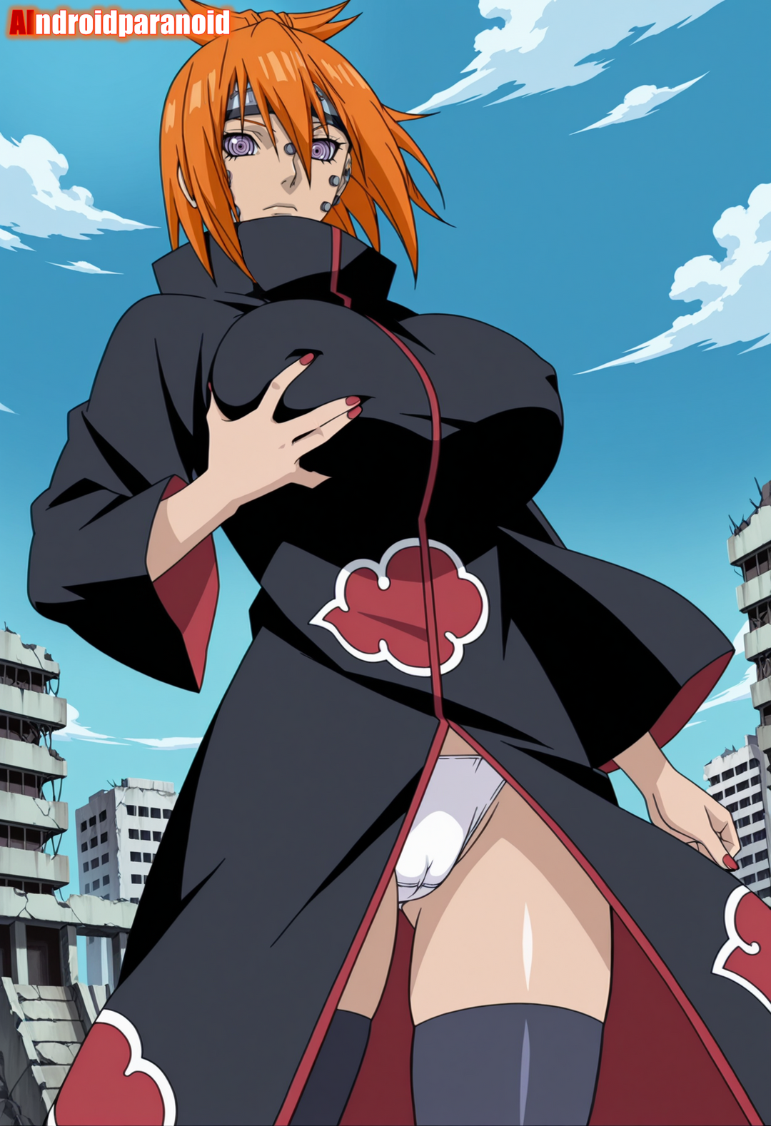1girls, ai generated, aindroidparanoid, ajisai (naruto), akatsuki (naruto), big breasts, breasts, busty, cameltoe, curvy, cute, female, female only, hair, hi res, hips, huge breasts, human, large breasts, legs, narrow waist, naruto, naruto (series), naruto shippuden, orange hair, pain (naruto), panties, possessed, possession, purple eyes, pussy, rinnegan, short hair, slim waist, thick ass, thick thighs, voluptuous, waist, wide hips
