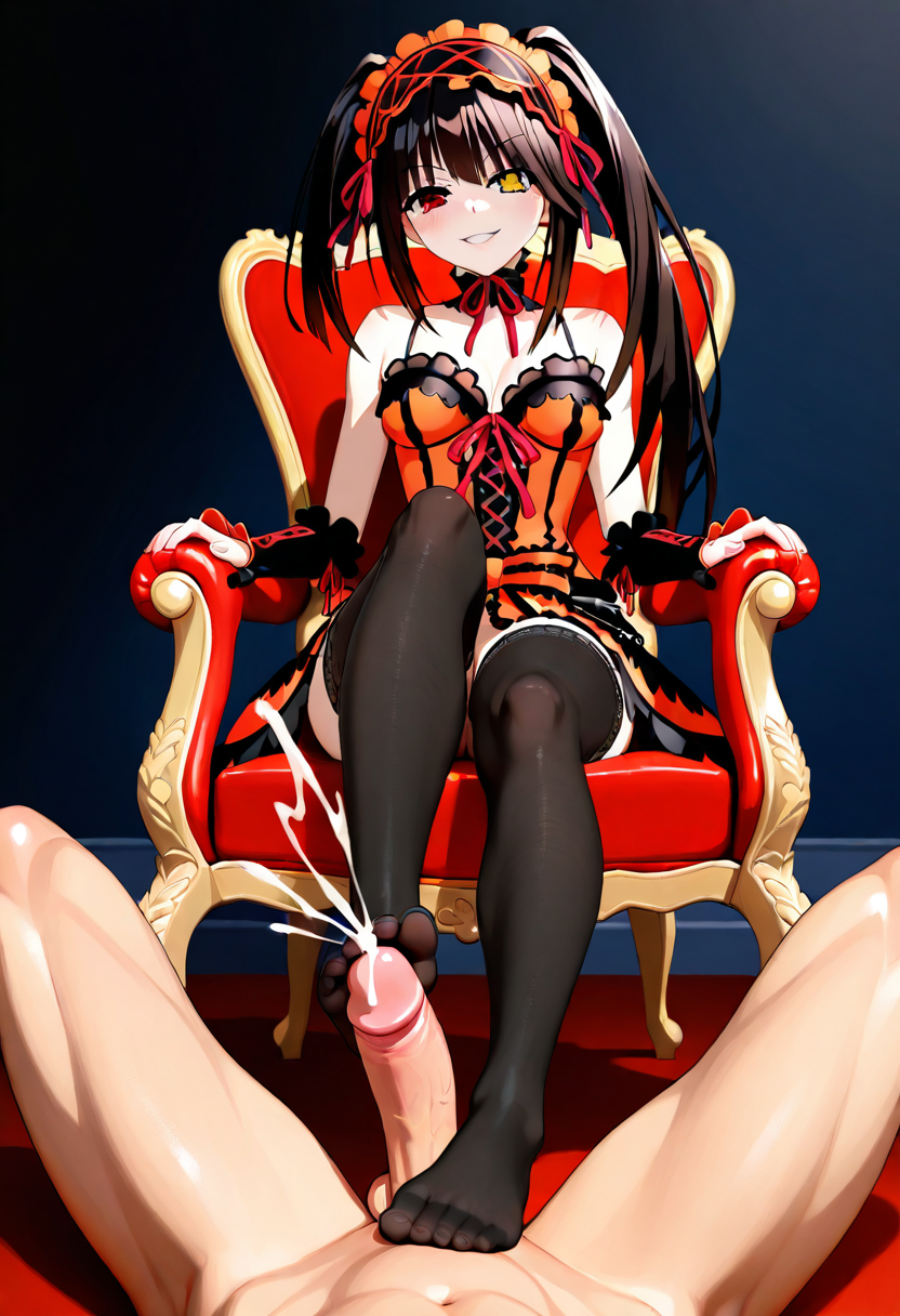 date_a_live footjob footjob_with_legwear stockings tokisaki_kurumi