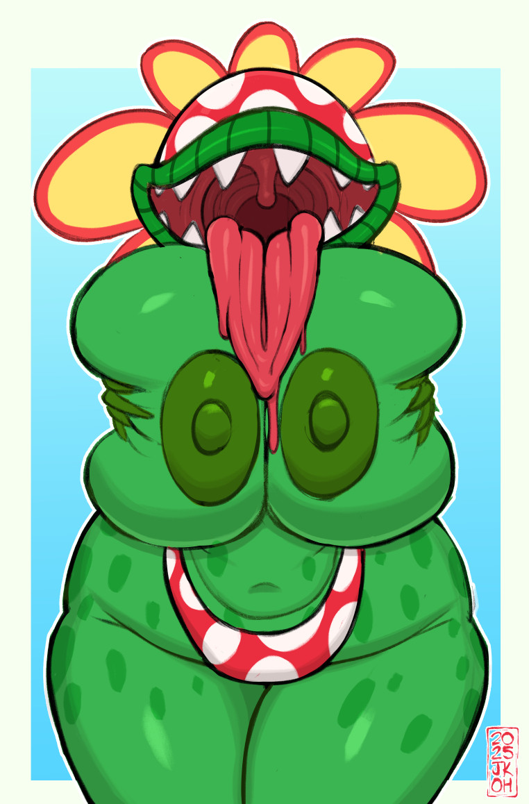 big breasts, breasts, chubby, cleavage, female, huge breasts, justkindofhere, mario (series), nintendo, nipples, petey piranha, super mario bros., tagme, thick thighs, wide hips