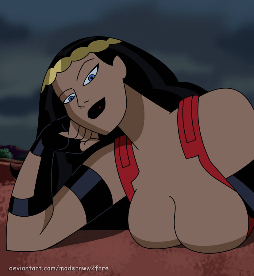 1girls, accurate art style, batman beyond, big barda, big breasts, black gloves, black hair, blue eyes, boobs on floor, bottomless, bra pull, breasts, breasts against floor, clothing, dc animated universe, dc comics, dcau, female, headwear, hidden nipples, huge breasts, justice league, justice league unlimited, laying down, lipstick, looking at viewer, modernww2fare, muscular, muscular female, outdoors, smiling at viewer, solo, taller female, tiara