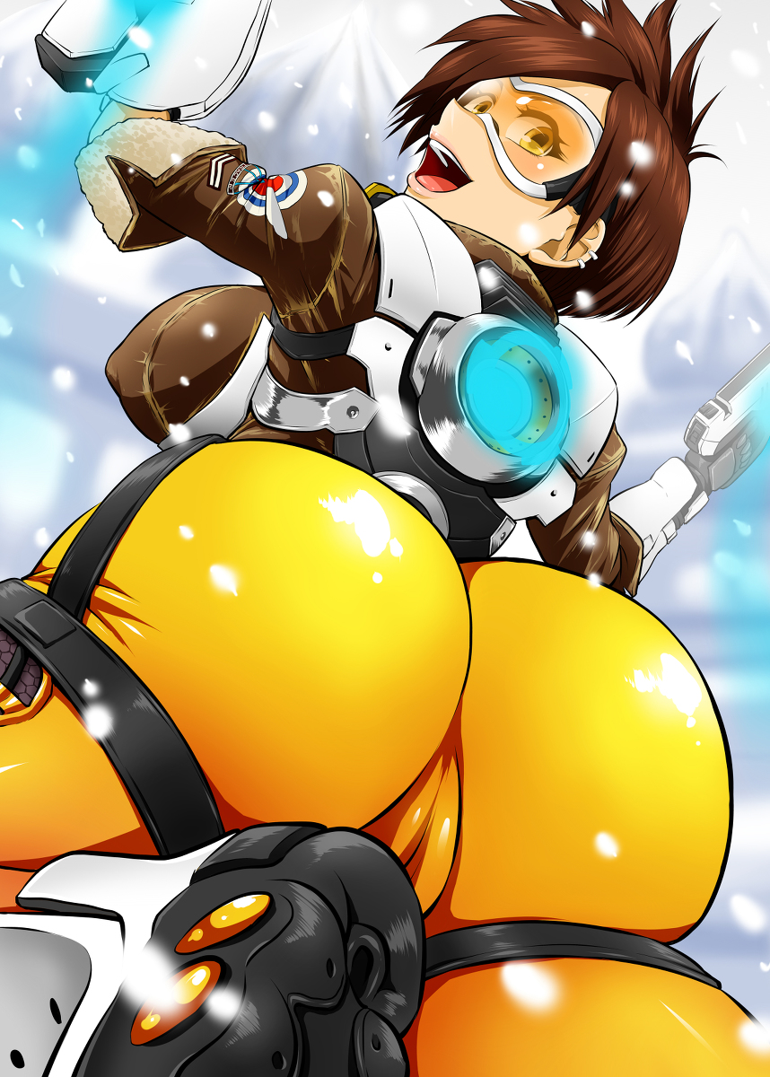 artist request, ass, backboob, breasts, cameltoe, curvy, erect nipples, female, huge areolae, huge ass, large breasts, nipples, overwatch, puffy nipples, pussy, short hair, thick lips, thick thighs, tight clothing, tracer, voluptuous, wide hips