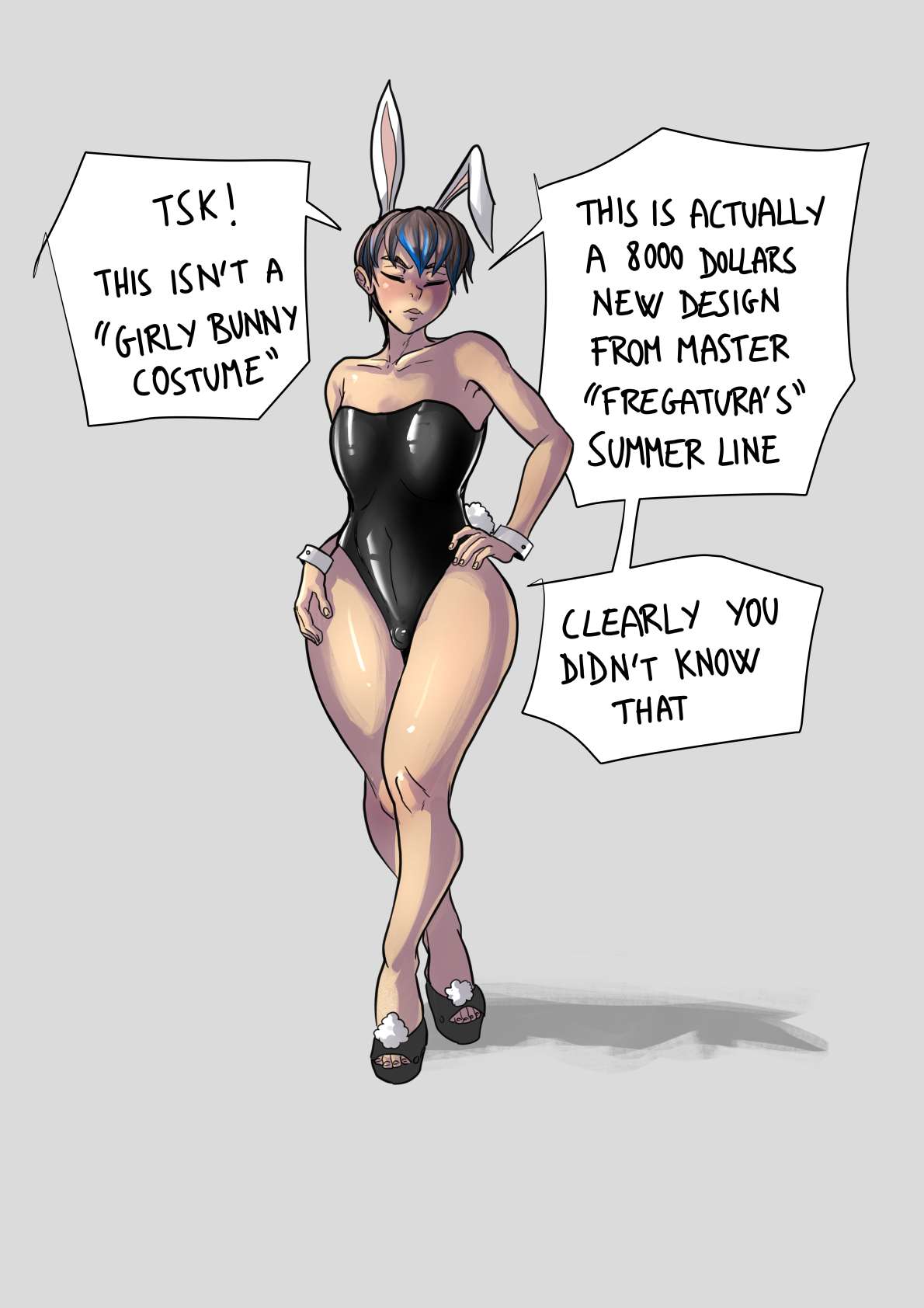 brown_hair bulge bunny_ears bunnysuit femboy girly high_heels highlights highlights_hairs jonathan_(sinsigat) jonathan_mckonnister_(sinsigat) mole sinsigat small_penis tagme