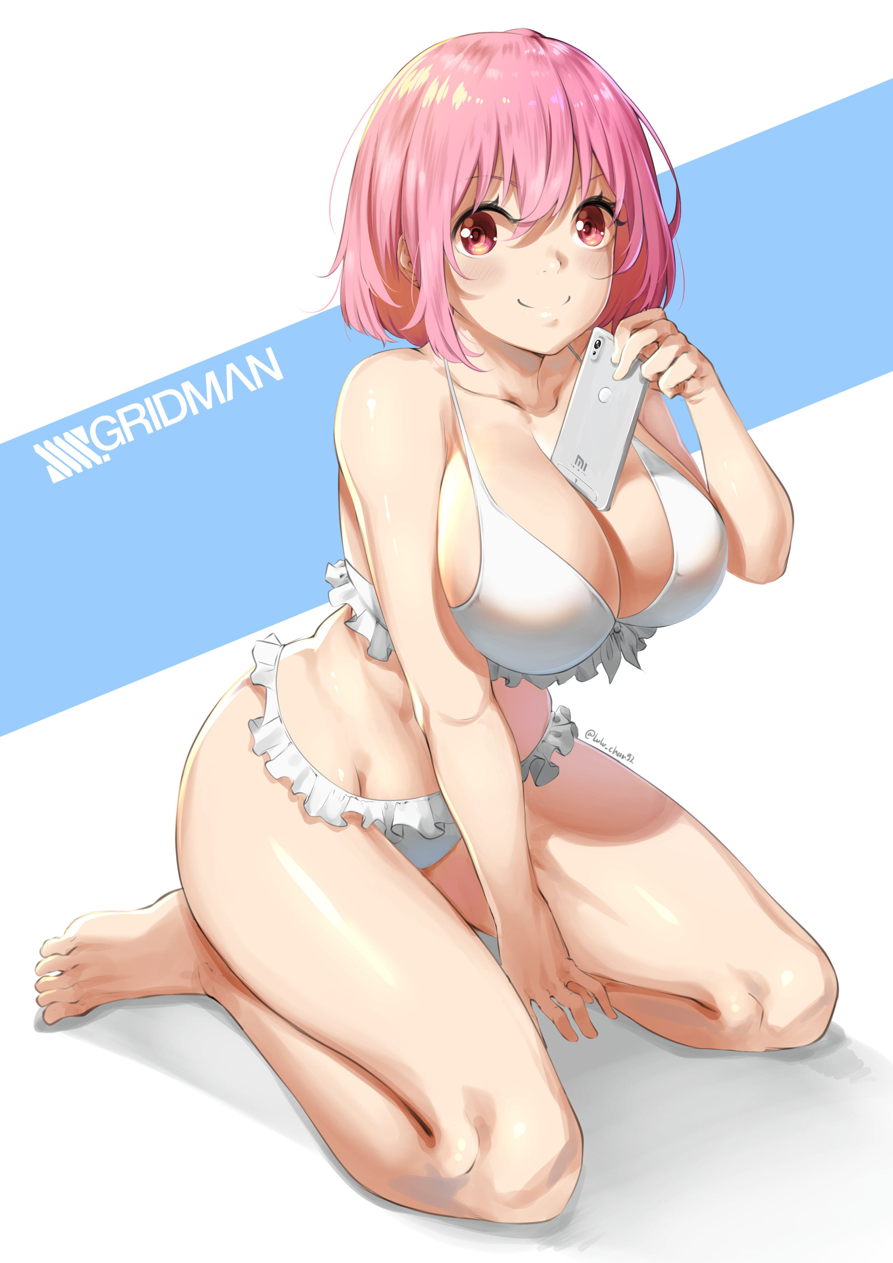 absurdres, big breasts, bikini, breasts, cleavage, female, female only, highres, large breasts, looking at viewer, lulu-chan92, shinjou akane, solo, ssss.gridman, swimsuit