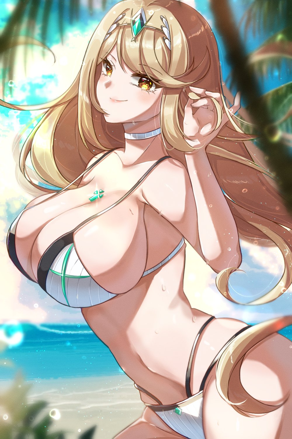 alternate_costume breasts core_crystal female female_only mythra nintendo solo xenoblade_(series) xenoblade_chronicles_2 zer00han