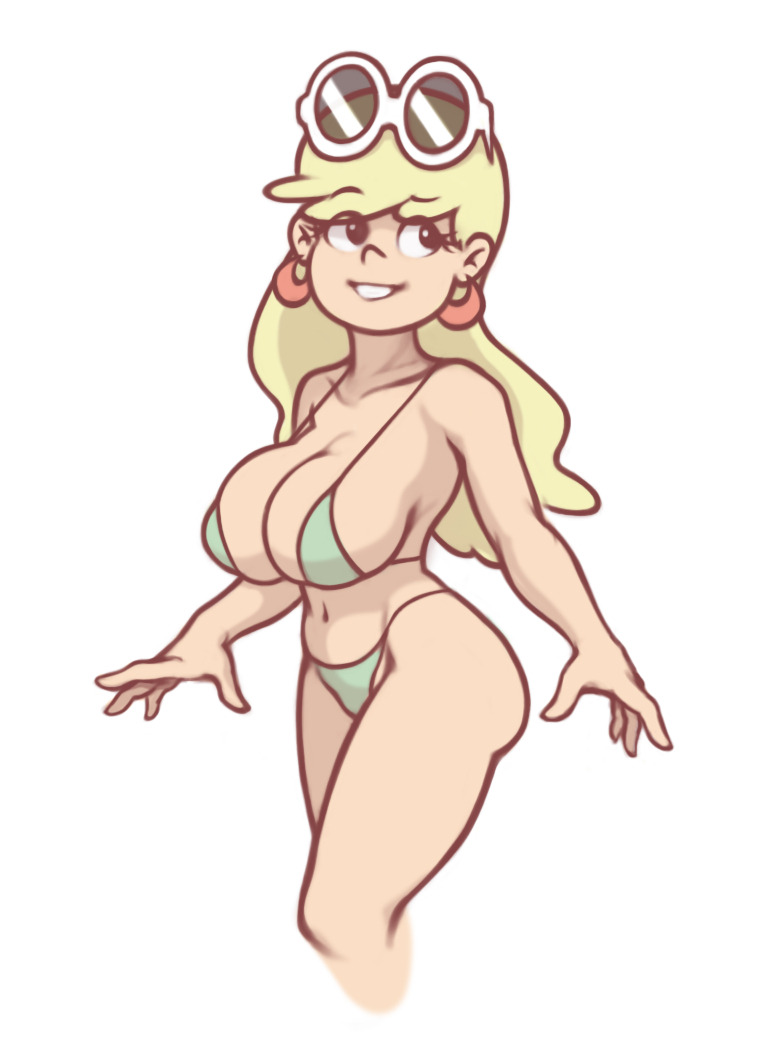 1girls, big breasts, bikini, breasts, cb-lite, cleavage, curvy, female, female only, leni loud, solo, straight hair, the loud house, thick
