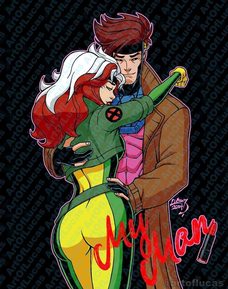 1boy1girl 2024 anna_marie artoflucas ass big_ass big_butt canon_couple couple female gambit hip_grab jacket lucas_ackerman male male/female marvel marvel_comics mutant remy_lebeau rogue_(x-men) spandex straight straight_hair superhero superheroine wide_hips x-men x-men_97