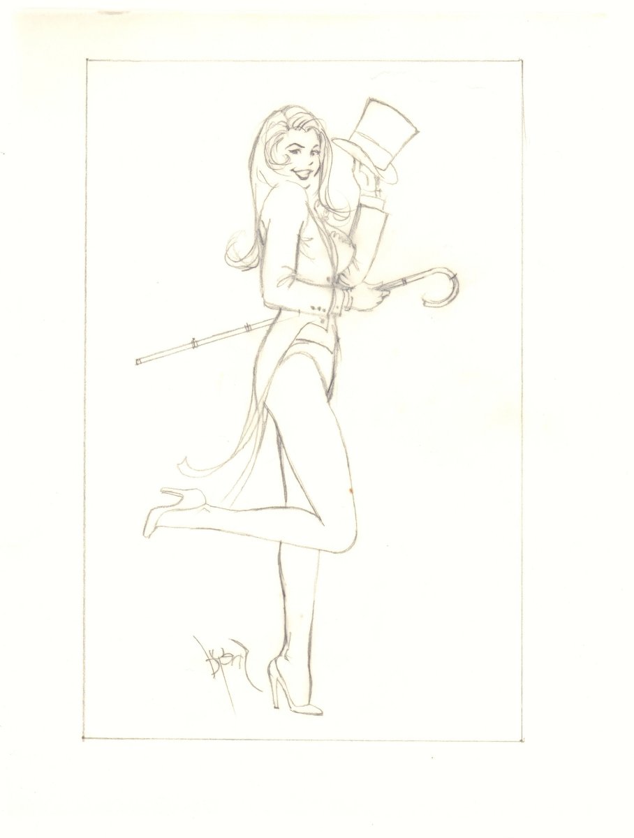 1girls dc dc_comics doug_sneyd female female_only hat heels sketch smile smiling standing uncolored zatanna zatanna_zatara