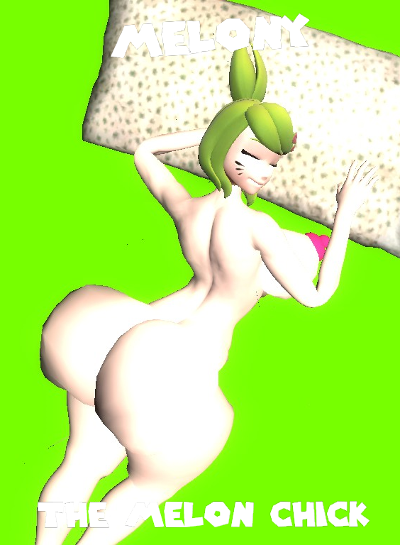 3d 3d_(artwork) big_ass big_breasts big_butt green_background kaibernation magazine magazine_cover melony_(smg4) naked_female nipples pillow pink_nipples sleeping sleeping_nude smg4 text