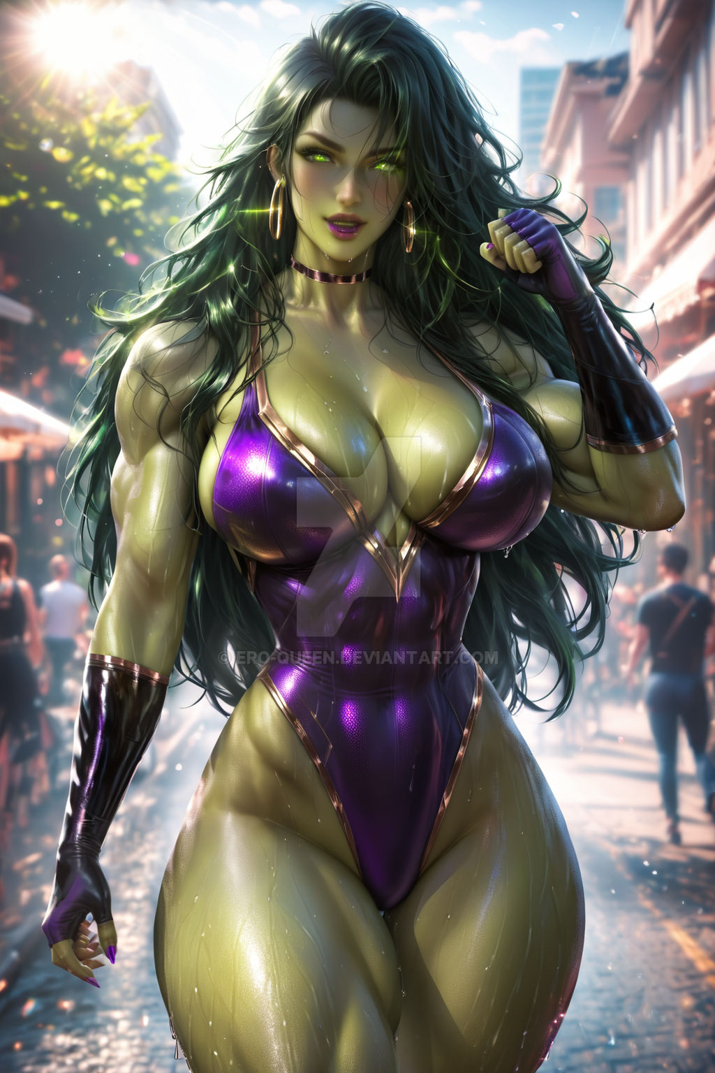 1girls abs ai_generated ass big_ass big_breasts breasts bubble_butt female female_only giant_breasts green-skinned_female green_body green_eyes green_hair green_skin huge_breasts hulk_(series) jennifer_walters lingerie marvel marvel_comics massive_ass muscular muscular_arms muscular_female she-hulk solo solo_female superheroine thick_thighs wide_hips