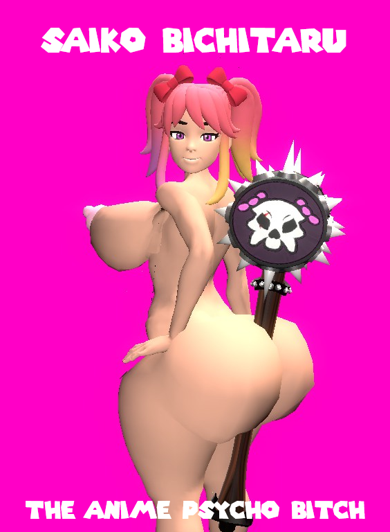 3d between_ass between_buttcheeks between_buttocks big_ass big_breasts big_butt hammer holding_object_between_buttocks kaibernation looking_at_viewer magazine magazine_cover mallet naked_female nipples saiko_bichitaru_(smg4) sideboob smg4 twintails