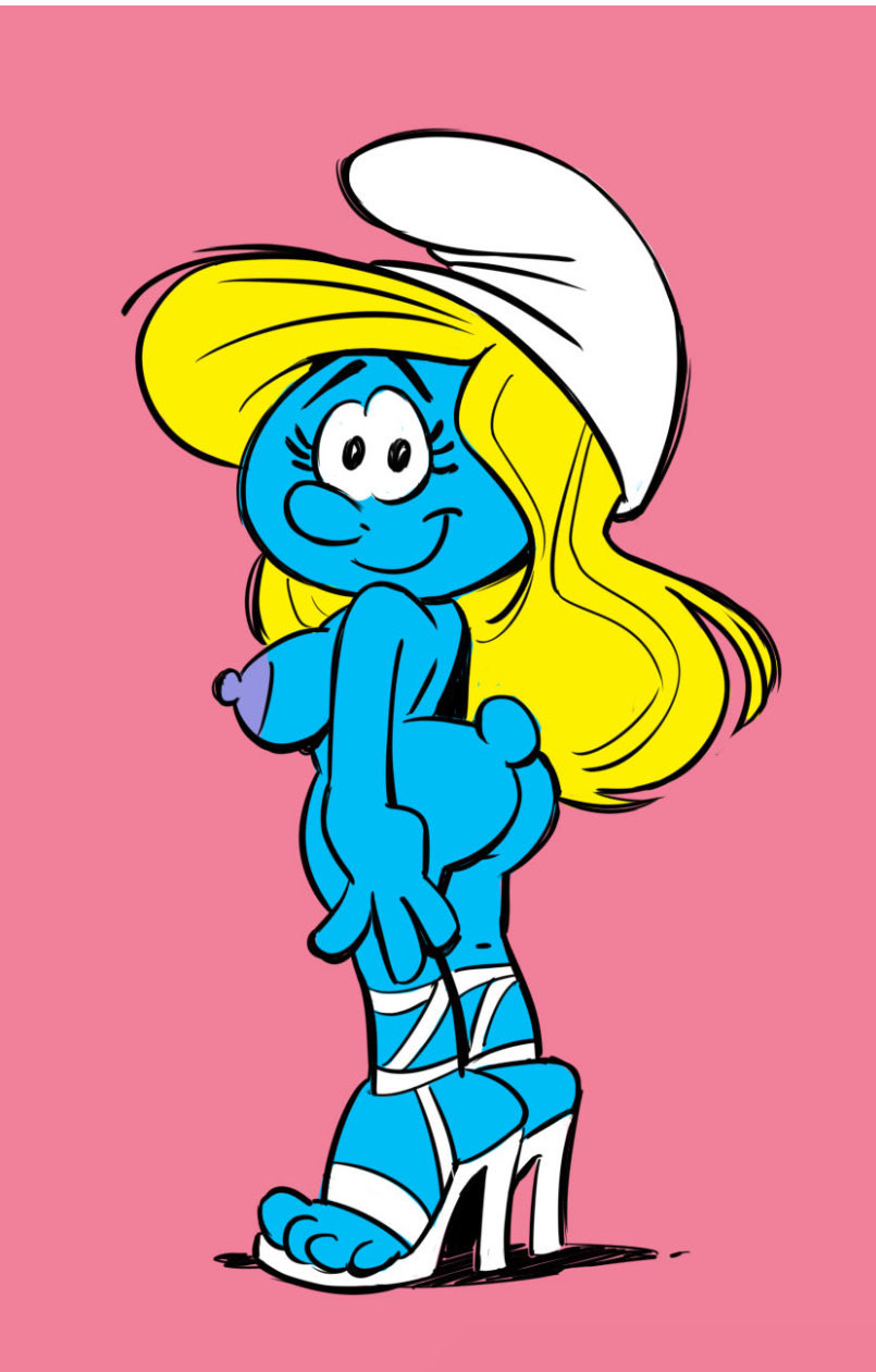 meatpencil pink_background smurf smurfette smurfs