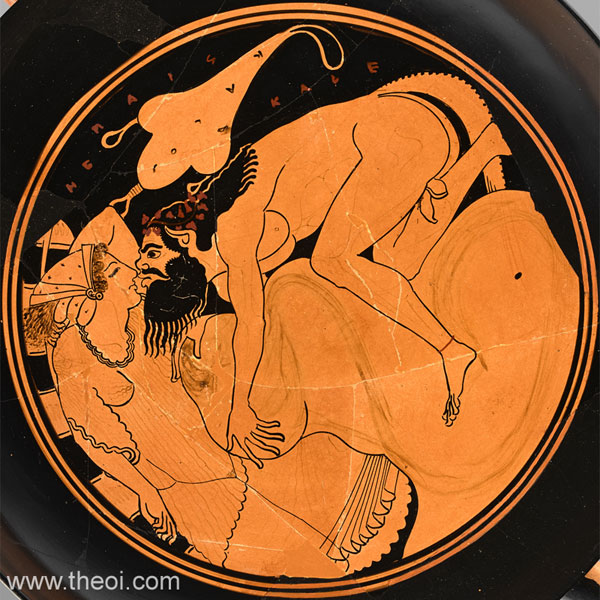 1boy 1girls ancient_art ancient_greece balls female fictional_interracial fine_art greek_mythology greek_pottery human humanoid interspecies male nymph penis pointy_ears public_domain red-figure_pottery satyr straight ugly_man watermark