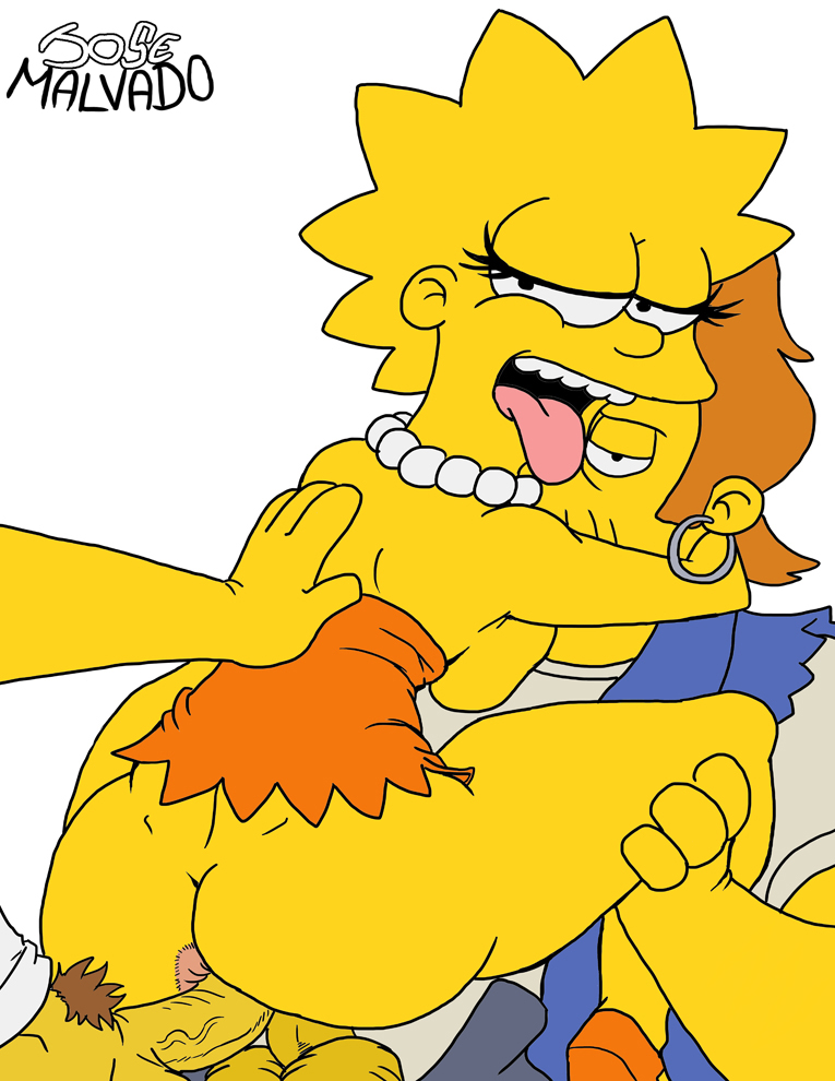 aged_up anal anal_sex big_breasts cartoony double_penetration female josemalvado lisa_simpson male penis sex snake_jailbird the_simpsons threesome tongue_out unseen_male_face yellow_body yellow_skin