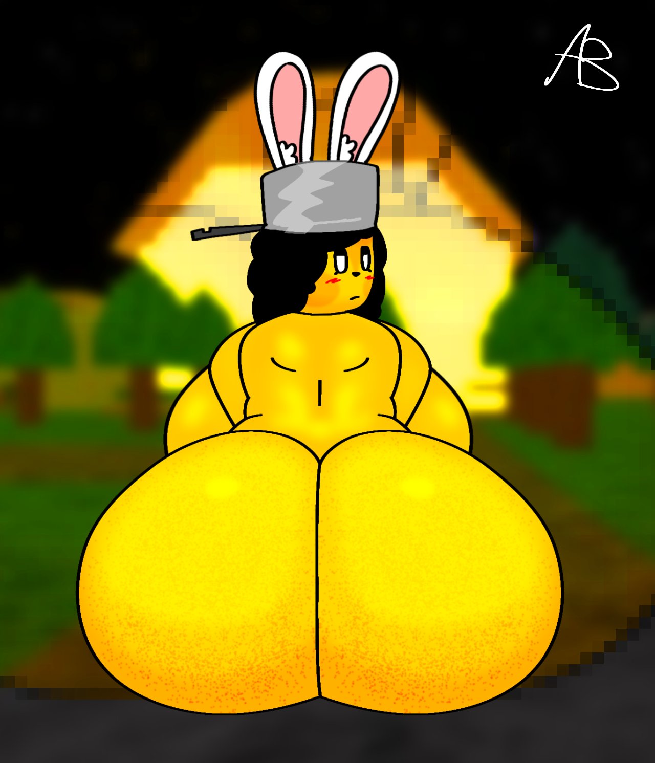 aubree, aubreeartz, big ass, big breasts, blushing, bunny girl, female focus, female only, ihasafacelulz, ihasafacelulz (arg), looking at viewer, roblox, roblox arg, robloxian, tagme, tagme (artist), yellow body