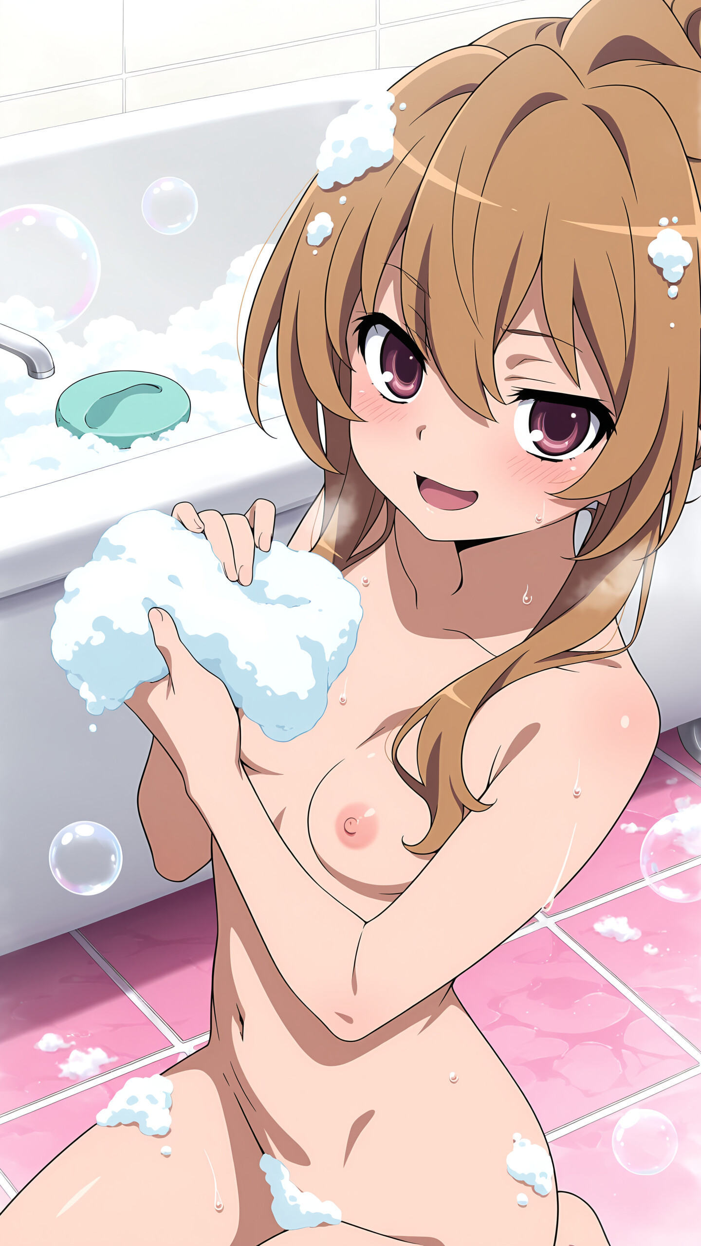 ai generated, aisaka taiga, ass, beautiful, breasts, girl, naked, naked female, nude, pussy, seductive, sexy, sexy body, toradora!, uncensored