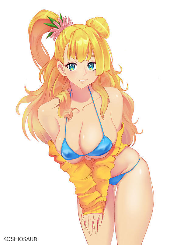 big_breasts bikini blonde blonde_female blonde_hair blonde_hair_female breasts cleavage female female_only galko koshio large_breasts looking_at_viewer oshiete!_galko-chan solo