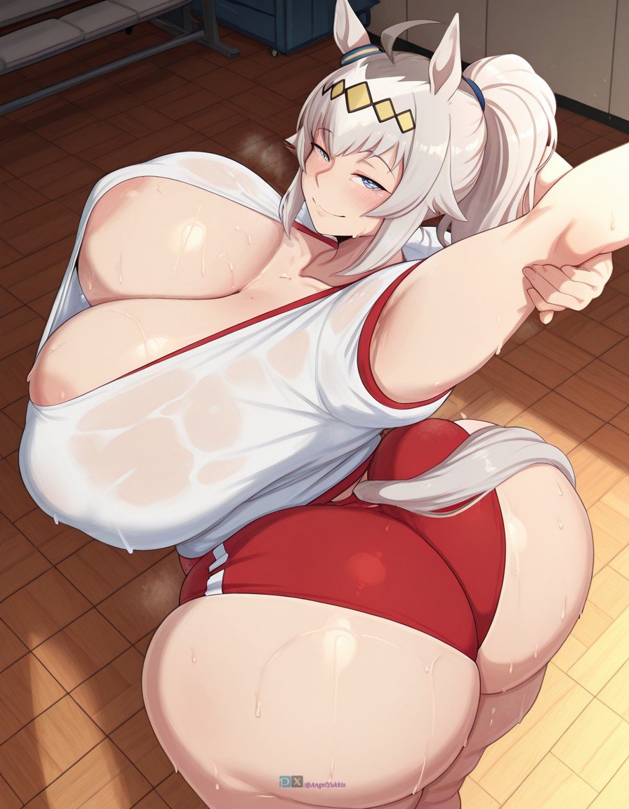 1girls, ai generated, angel yukkis, ass, ass focus, big ass, big breasts, big tits, breasts, censored, curvy, curvy female, curvy figure, day, fat ass, gym, gym uniform, oguri cap (umamusume), oppai, pussy juice, sexy female, sexy pose, shirt, shors, sweat, tits, umamusume, umamusume pretty derby, umamusume: cinderella gray, uncensored, voluptuous female