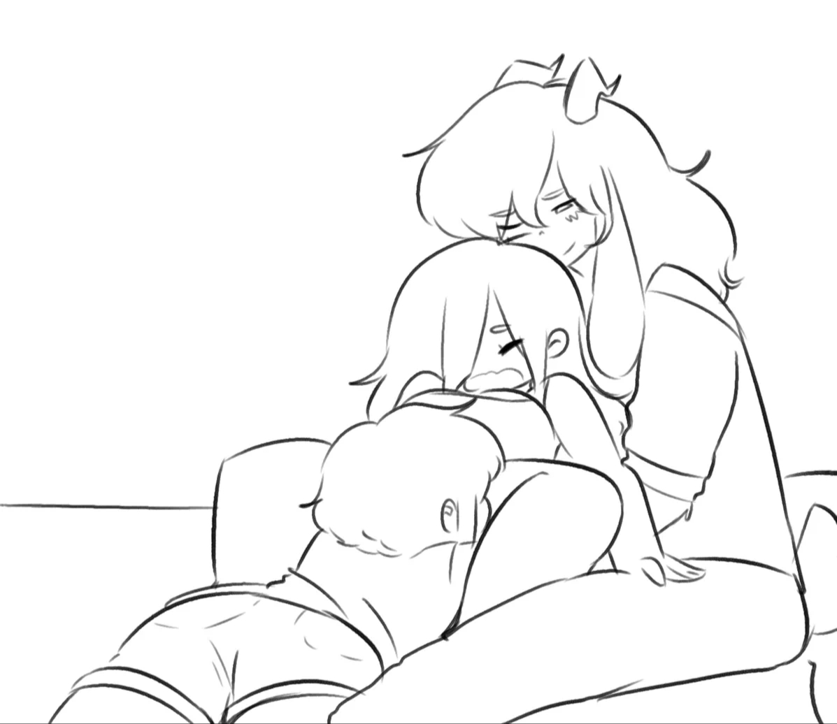 asriel dreemurr, bisexual, channydraws, chara, charisk, chasriel, female chara, female frisk, frisk, threesome, undertale, undertale (series)