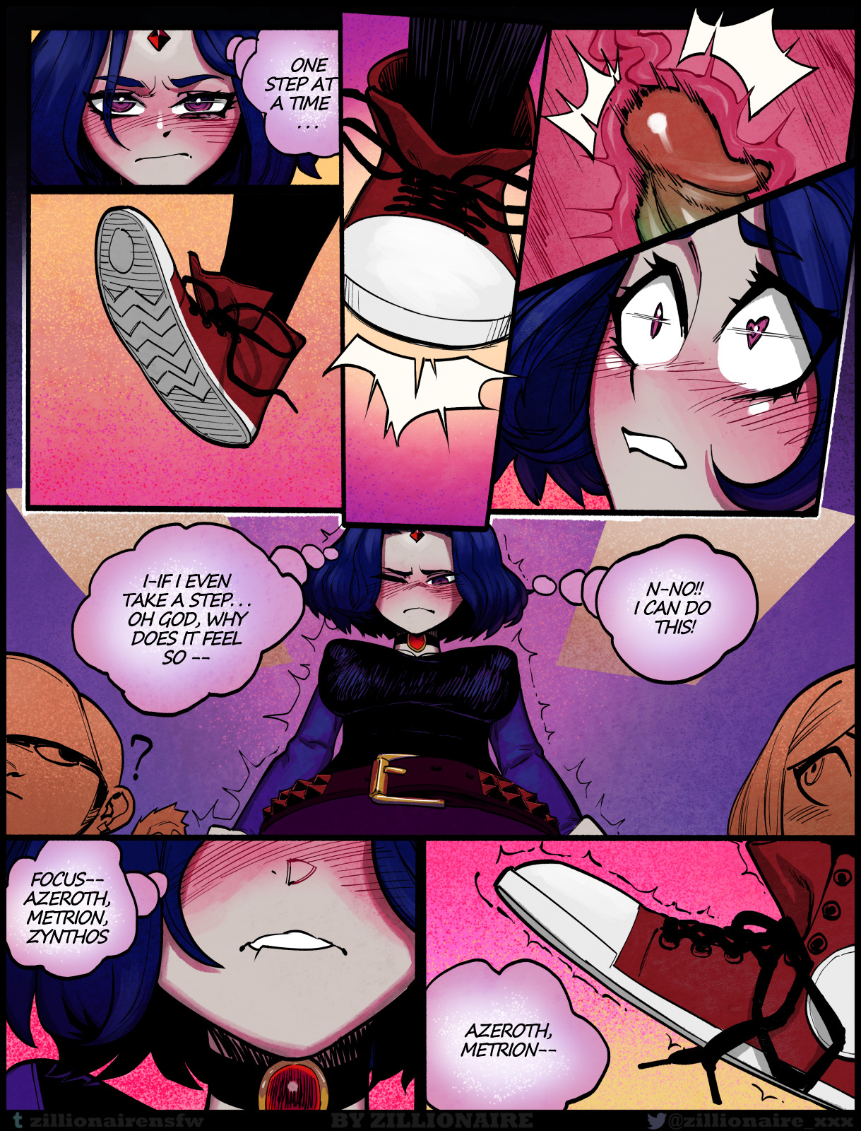 1boy, 1girls, beast boy, blush, comic, dc, dc comics, english text, erection, female, male, penis, pussy, rachel roth, raven (dc), sex, teen titans, text, trembling, vaginal penetration, x-ray, zillionaire