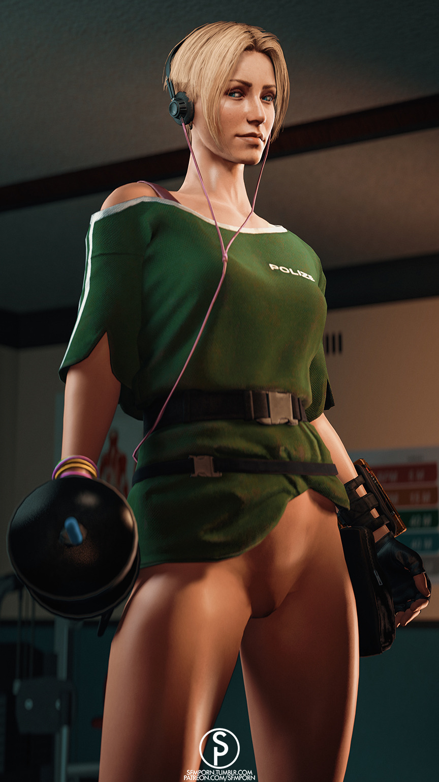 1girls, 3d, blonde hair, bottomless, female, female only, iq (rainbow six), looking at viewer, pussy, rainbow six, rainbow six siege, slop art, solo, source filmmaker, tagme, tom clancy