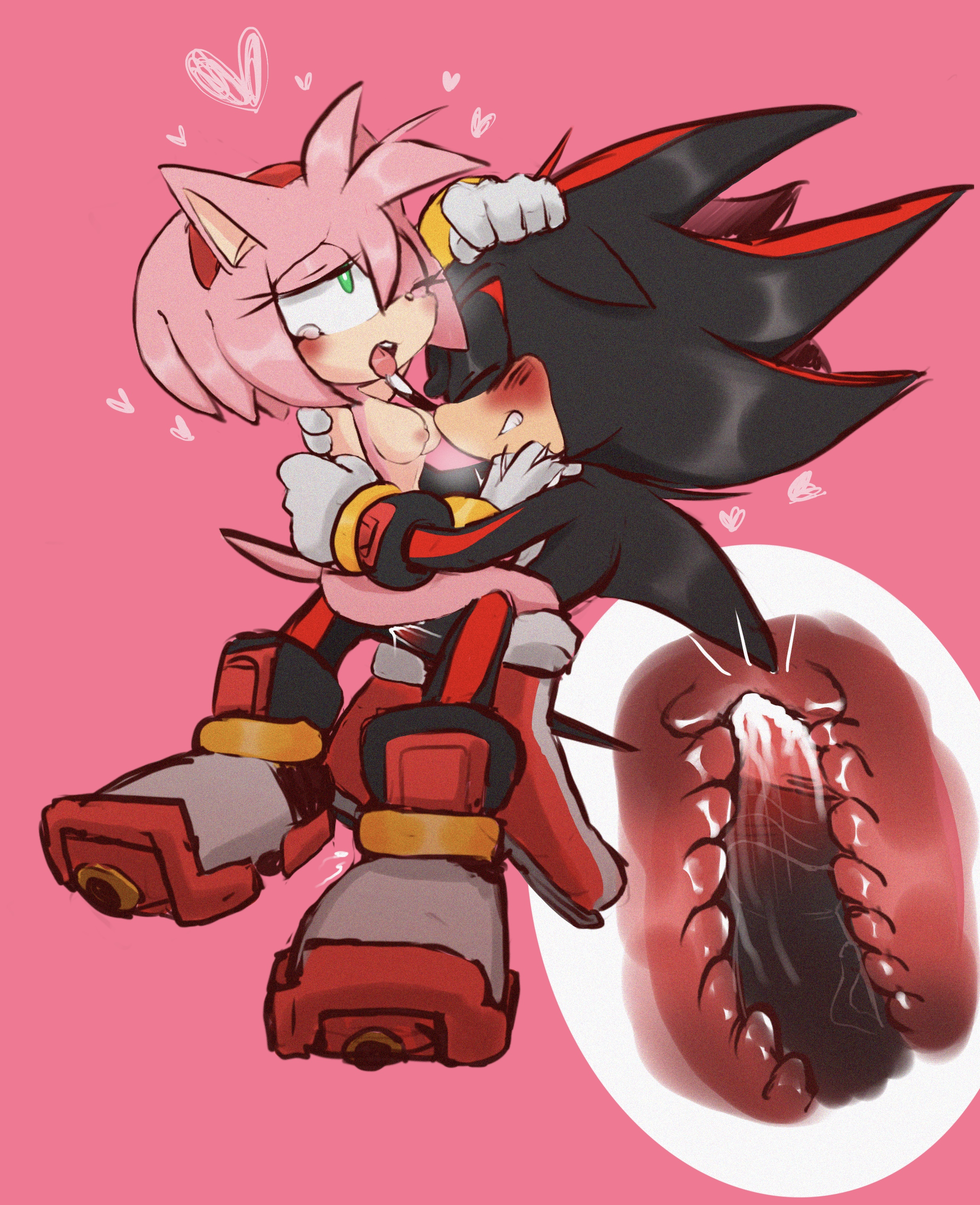 amy rose, anthro, areolae, black fur, black hair, black penis, blush, boots, breasts, closed eyes, clothing, cum, cum in pussy, cum in uterus, cum inside, cumshot, duo, exposed torso, female, footwear, gloves, green eyes, handwear, headband, heart, hedgehog, internal, internal cumshot, male, mammal, momod0ki, mostly nude, naked, nipples, nude, one eye closed, penetration, penis, pink fur, pink hair, pussy, sega, shadow the hedgehog, shoes, sitting, sonic (series), sonic the hedgehog (series), straight, uterus, vaginal penetration, x-ray