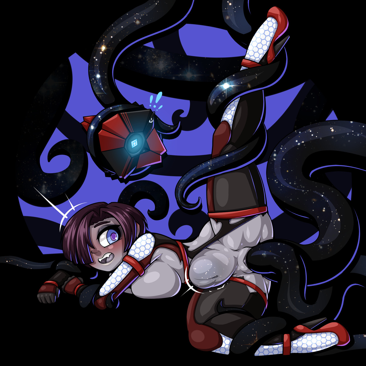 bodysuit, destiny (game), female, limebreaker, maryka, penetration, pussy, sex, spread legs, stomach bulge, tentacle, tentacle sex, vaginal penetration