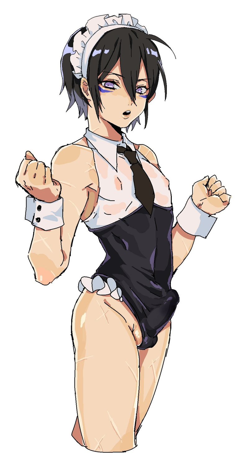 1boy, androgynous, femboy, girly, maid, male, male only, nipples, one-punch man, penis, solo, solo male, speed-o'-sound sonic, trap