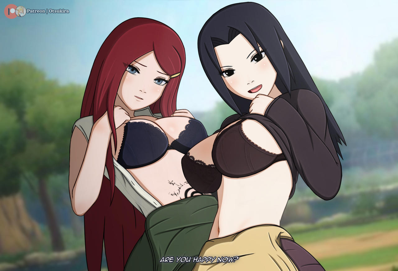 2girls, 3d (artwork), bbw, bedroom eyes, big breasts, black bra, black eyes, black underwear, blue bra, blue eyes, blue hair, blue underwear, blush, body markings, bra, busty, cleavage, clothed, clothing, dialogue, dress down, duo, duo female, duo focus, english text, female, female focus, female only, female/female, flashing, flashing breasts, hairclip, head tilt, hi res, high resolution, highres, hips, inner sideboob, kushina uzumaki, large breasts, light skin, light-skinned female, lingerie, long hair, looking at viewer, mature, mature female, mature woman, mikoto uchiha, milf, naruto, naruto (series), naruto shippuden, naruto: road to ninja, otsukira, outdoors, outside, pale skin, pale-skinned female, parted lips, partially clothed, perky breasts, pose, posing, pov, pov eye contact, presenting, presenting breasts, red hair, shonen jump, shounen jump, shueisha, sideboob, skirt, sleeveless, sleeveless dress, standing, text, uchiha mikoto, underwear, undressing, uzumaki kushina, very high resolution, weekly shonen jump, weekly shounen jump, wide hips