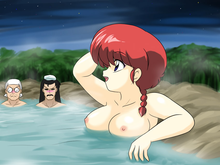 breasts error genma_saotome kj_(artist) large_breasts nipples onsen ranma-chan ranma_1/2 ranma_saotome red_hair rule_63 single_braid soun_tendo