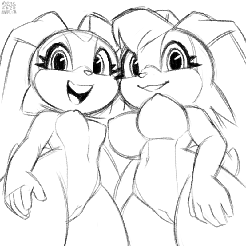 1:1 big_breasts breasts cream_the_rabbit daughter duo female genitals lagomorph leporid looking_at_viewer low-angle_view mammal monochrome mother mother_and_child mother_and_daughter nipples open_mouth open_smile parent parent_and_child pussy rabbit smile sonic_(series) sonic_the_hedgehog_(series) vanilla_the_rabbit xylas