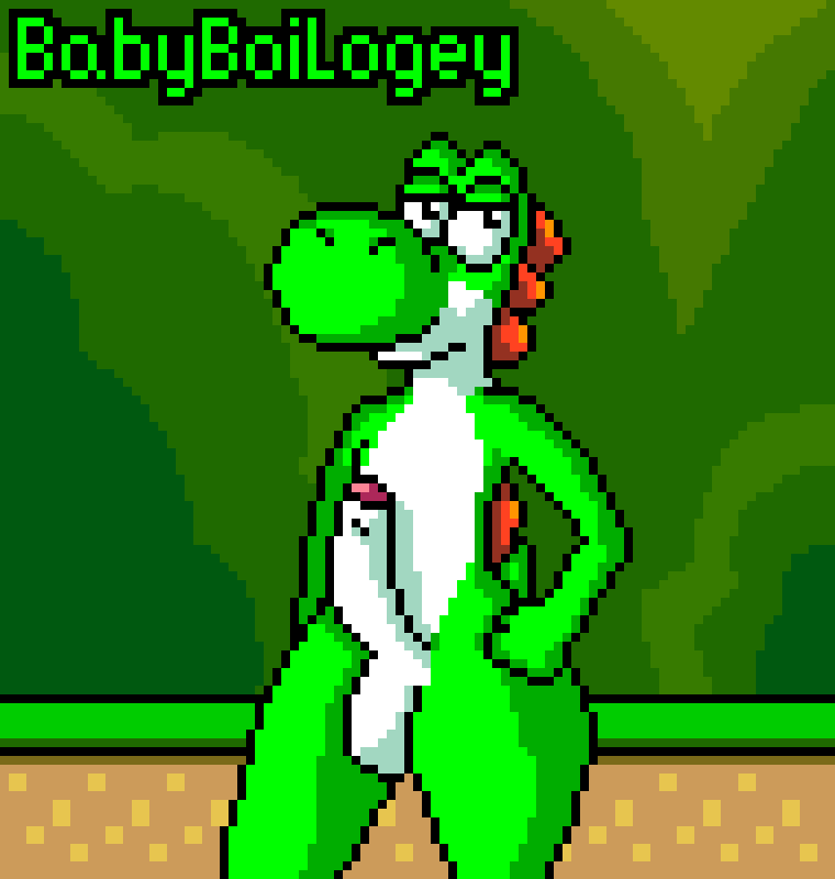 1boy babyboilogey dinosaur erection male male_only mario_(series) nintendo penis scalie solo super_mario_world video_games yoshi